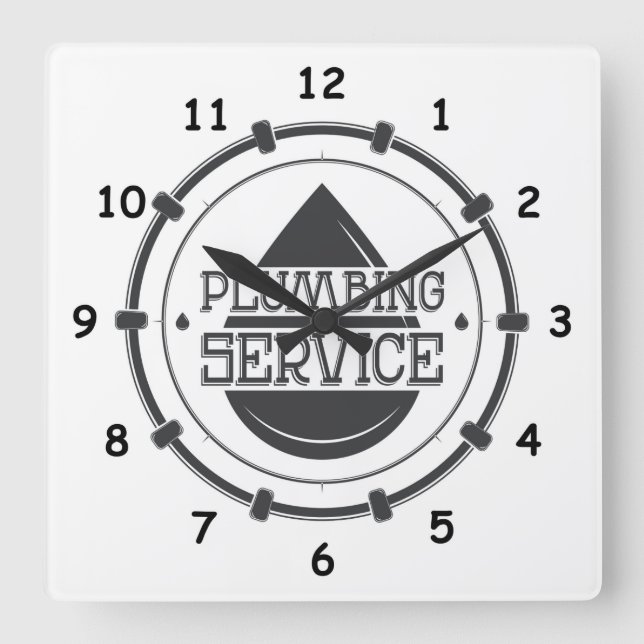 Horloge Carrée Service de plomberie professionnel (Recto)