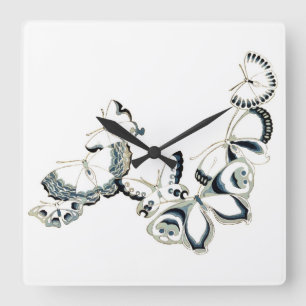 Horloge Carrée Seven Vintage Japanese Butterflies
