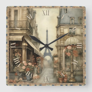 Horloge Carrée shabby chic à Paris