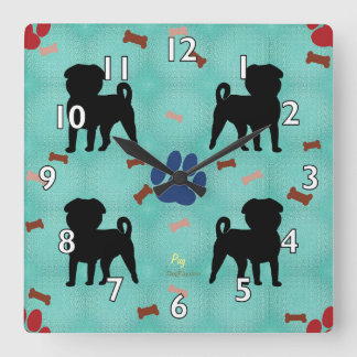 Horloge Carrée Shadow pug