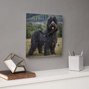 Horloge Carrée "Shaggy Elegance : Le chien noir Bergamasco Sheepd