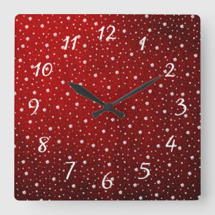 Horloge Carrée shamrock blanc en rouge carré arrière - plan vinta