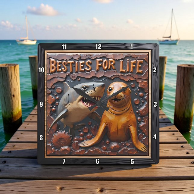 Horloge Carrée Shark Seal Dark Water (Créateur téléchargé)