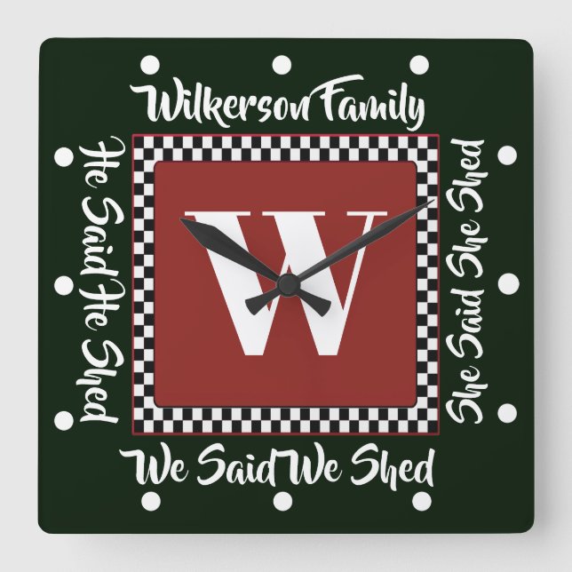 HORLOGE CARRÉE SHED SHE SHED WE SHED CLOCK (Recto)