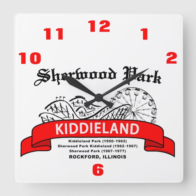 Horloge Carrée Sherwood Park Kiddieland, Rockford, IL. Amusement (Recto)