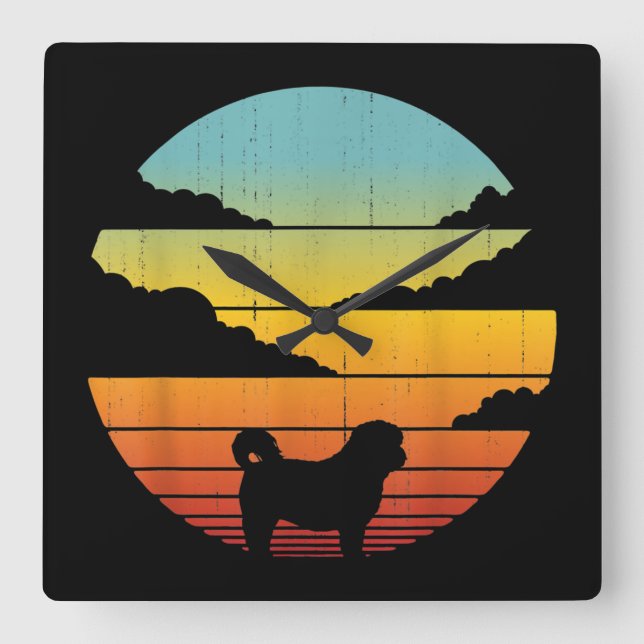 Horloge Carrée Shih Tzu Style 60 s 70 s Men Women Venin (Recto)