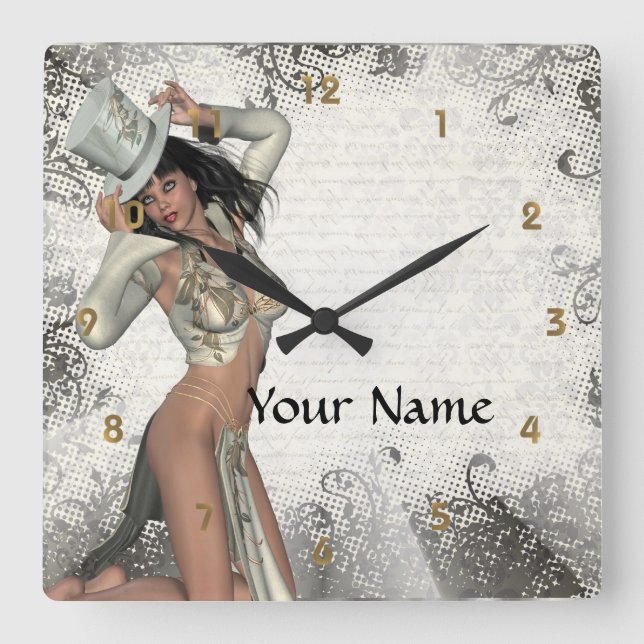 Horloge Carrée Shogirl en argent (Recto)