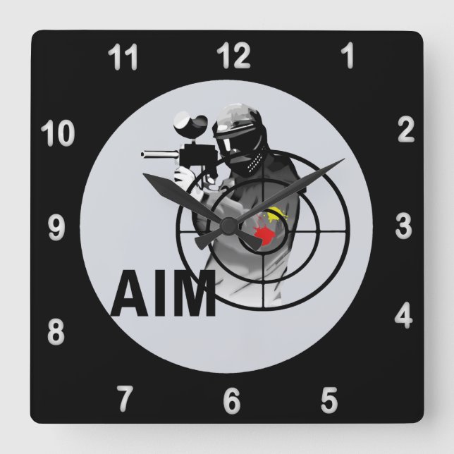 Horloge Carrée Shooter de paintball (Recto)