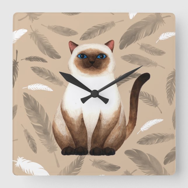 Horloge Carrée Siam cat Wall Clock (Recto)