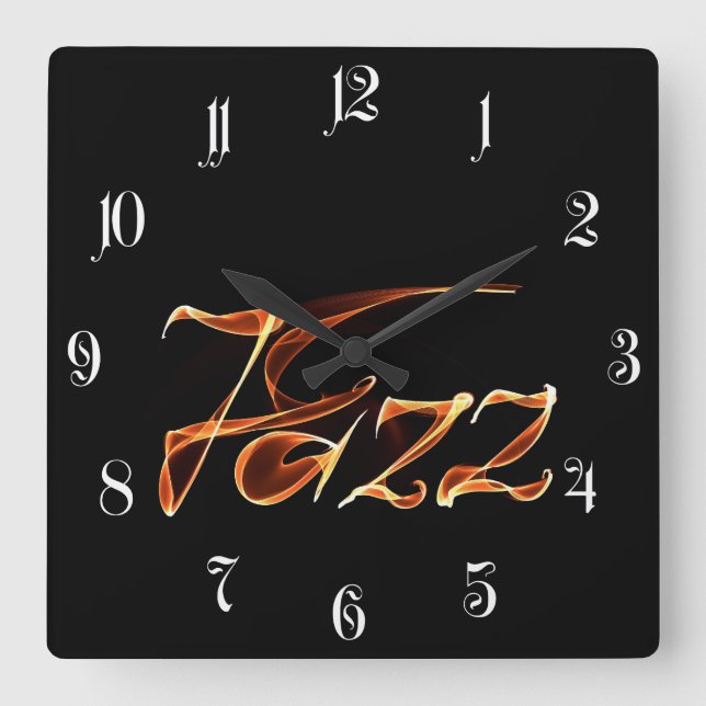 Horloge Carrée Signe de feu jazz (Recto)