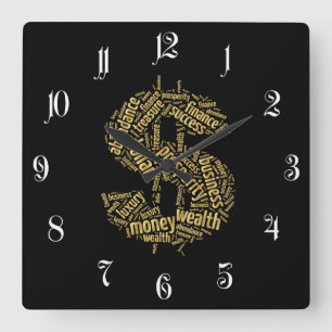 Horloge Carrée Signe dollar