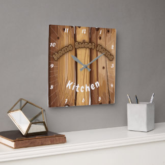 Horloge Carrée SIGNE EN BOIS rustique