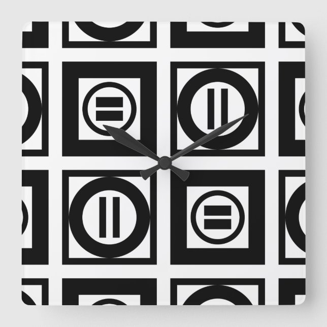 Horloge Carrée SIGNE Géométrique Noir et Blanc Motif (Recto)