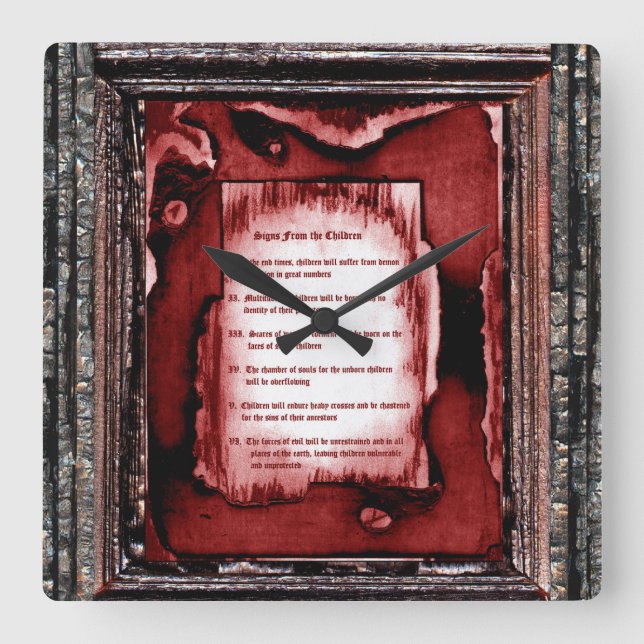 Horloge Carrée Signes Des Enfants (Recto)