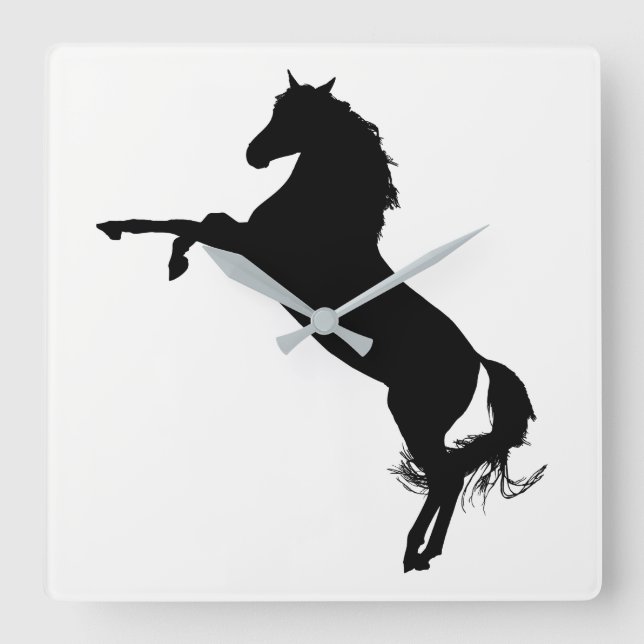 Horloge Carrée Silhouette Arabe de cheval (Recto)
