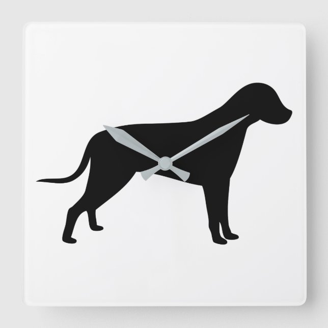 Horloge Carrée Silhouette de chien (Recto)