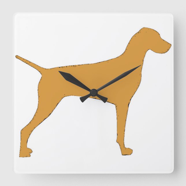 Horloge Carrée silhouette de couleur vizsla (Recto)