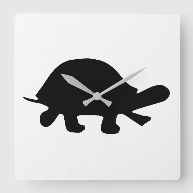 Horloge Carrée Silhouette de Tortue (Recto)