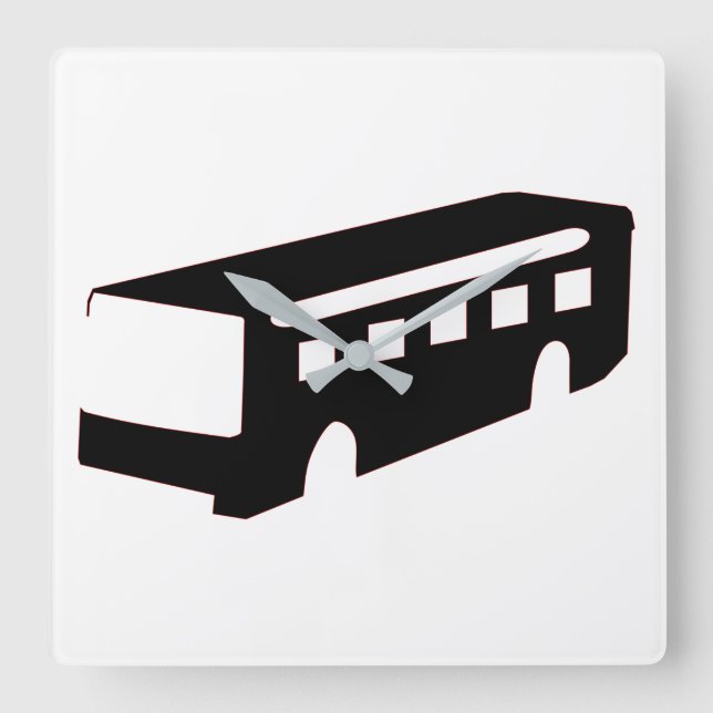 Horloge Carrée Silhouette du bus (Recto)