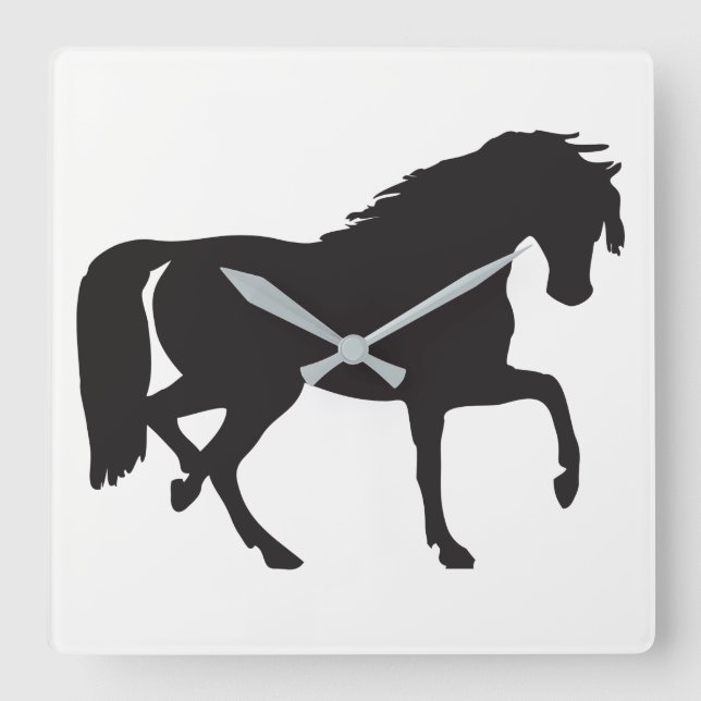 Horloge Carrée Silhouette du cheval (Recto)