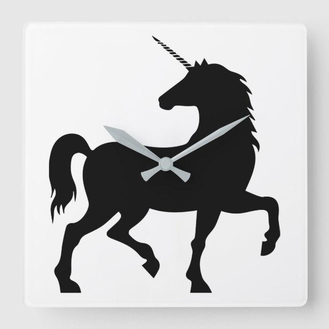Horloge Carrée Silhouette Unicorne (Recto)