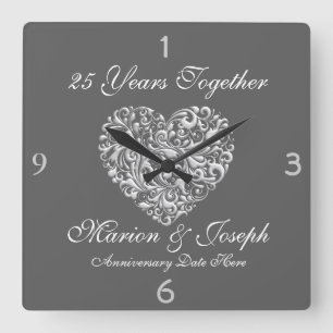 Horloge Carrée SILVE 25e Anniversary VENIN Wall Clock