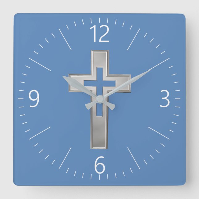 Horloge Carrée Silver Christian cross (Recto)