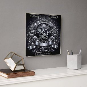 Horloge Carrée Silver Elegance : 25e anniversaire