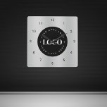 Horloge Carrée Silver Grey Metallic Custom Logo Entreprise Bureau<br><div class="desc">Décorez votre maison/bureau avec cette horloge murale cool,  avec logo et nom personnalisés. Ajoutez facilement le logo désiré en cliquant sur l'option "personnaliser".</div>