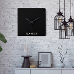 Horloge Carrée Simple Black Custom Ajouter Votre Nom Élégant<br><div class="desc">Simple Black Custom Ajouter votre nom Design élégant pour tout le monde.</div>