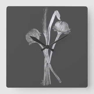 Horloge Carrée Simple Bouquet de Fleurs Sauvages du Champ