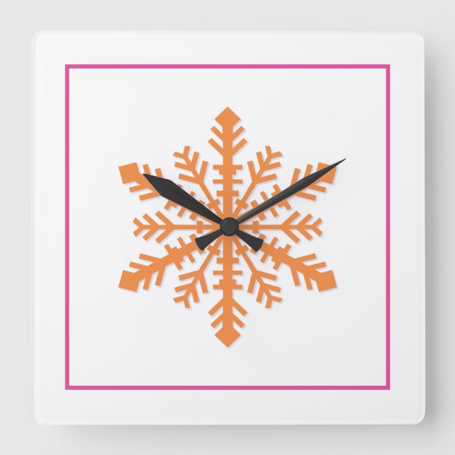 Horloge Carrée Simple flocon de neige (Recto)