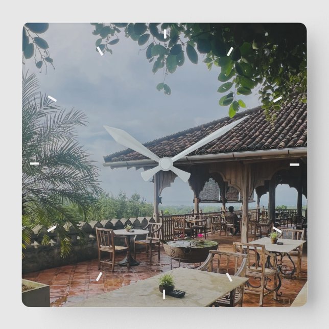 Horloge Carrée Simple moderne Photo Mint Simple Lovely Cadeau (Recto)