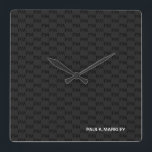 Horloge Carrée Simple Plain Black Gray<br><div class="desc">Minimaliste,  plain,  professionnel et simple with solid black gray monogram patterned background. Clean White Sans-Serif font letters for your text.</div>