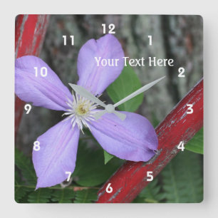 Horloge Carrée Simple Purple Clematis Flower