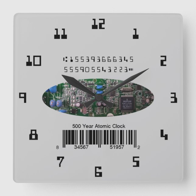 Horloge Carrée Simulé 500 ans PCB atomique (Recto)
