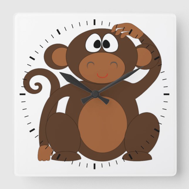 Horloge Carrée Singe mignon (Recto)