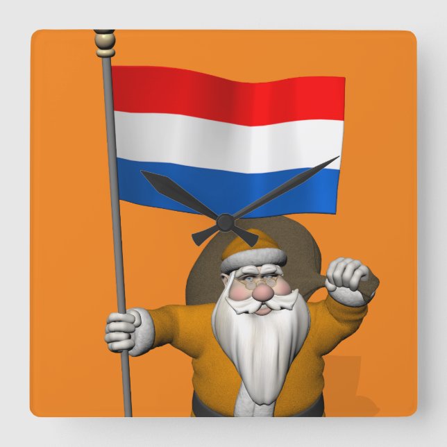 Horloge Carrée Sinterklaas Avec Ensigne De Pays-Bas (Recto)