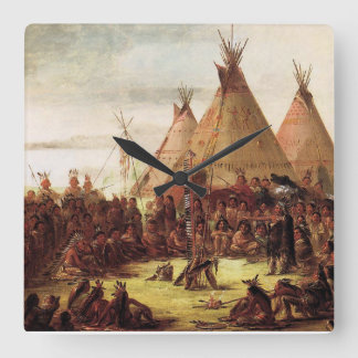 Horloge Carrée Sioux War Council George Catlin Circa 1850