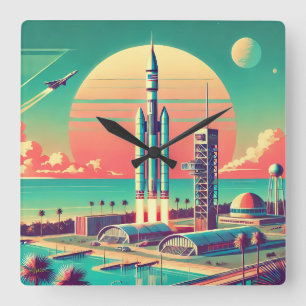 Horloge Carrée Site de lancement New Florida Futuriste Atomique
