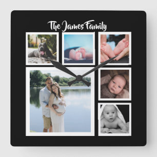 Horloge Carrée Six Photo Collage Matriplate