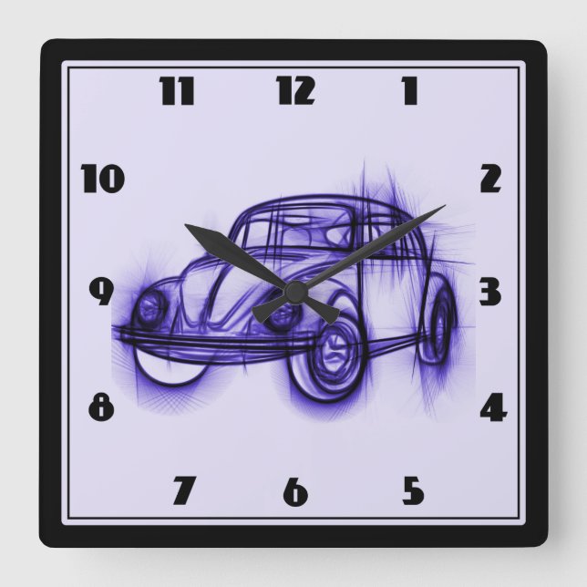 Horloge Carrée Sketch de la voiture cool (Recto)