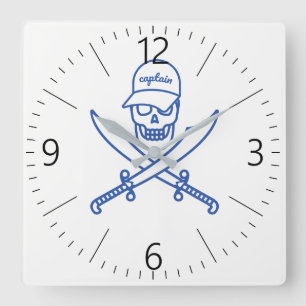 Horloge Carrée Skull and swords