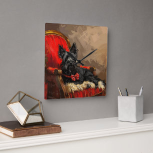 Horloge Carrée Skye Terrier Chien Festif de Noël