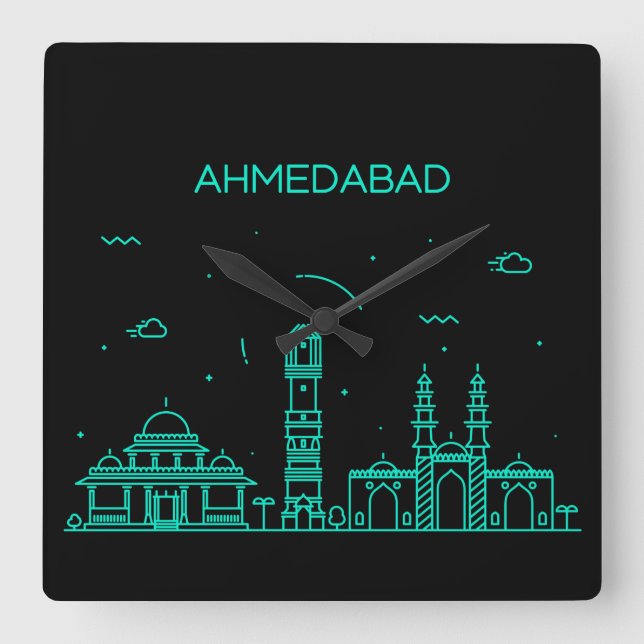 Horloge Carrée Skyline d'Ahmedabad (Recto)
