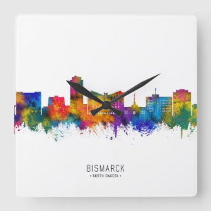 Horloge Carrée Skyline de Bismarck Dakota du Nord