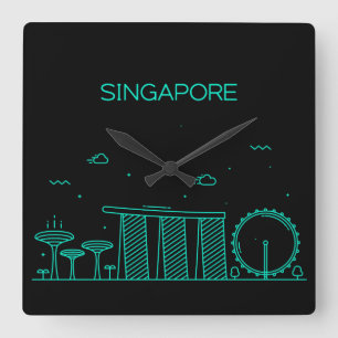 Horloge Carrée Skyline de Singapour