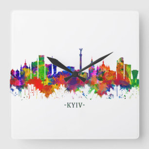 Horloge Carrée Skyline Kiev Ukraine