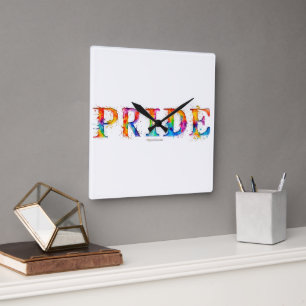 Horloge Carrée SlipperyJoe texte coloré créatif sur le thème de l