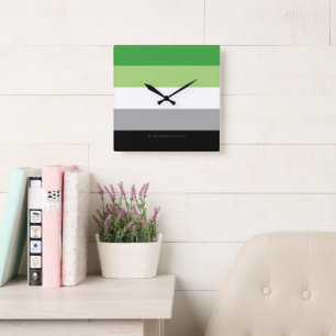 Horloge Carrée SlipperyJoe's Aromantic Pride Drapeau gay cadeaux